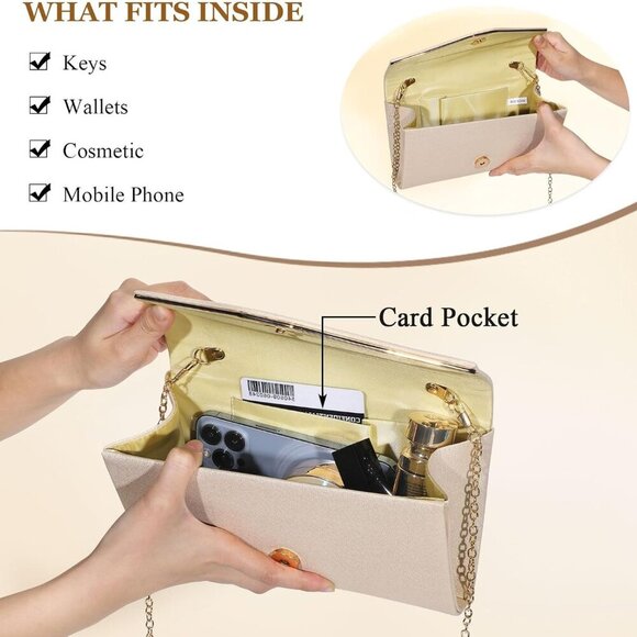 Chic Gold Clutch Bag with Detachable Chain - Ideal for Formal Parties and Gifts - Picture 3 of 9